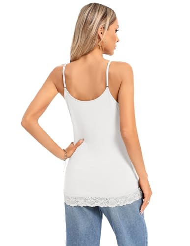 Image of Kate Kasin Women's Adjustable Spaghetti Strap Lace Trim Cami Tunic Tank Top 3PACK