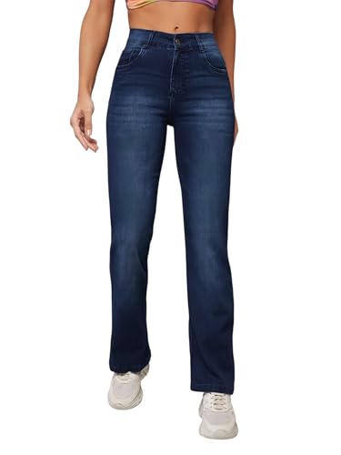 Jean stretch régulier pour femme à jambe large idéal pour le bureau et les sorties