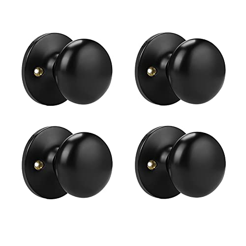 Probrico Half Dummy Door Knobs 4 Pack Black One Side Dummy Handles Matte Black Finish Non-Turning Inactive Lever