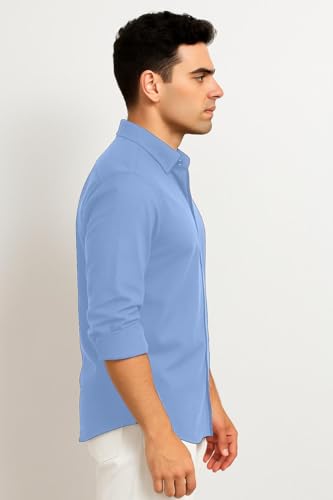 Image of Men's Casual Cotton Blend Shirt | Regular Fit | Full Sleeve | Solid Design