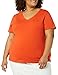 Amazon Essentials Women's Plus Size Short-Sleeve V-Neck T-Shirt, Pack of 2, Charcoal Heather/Tomato Red, 3X