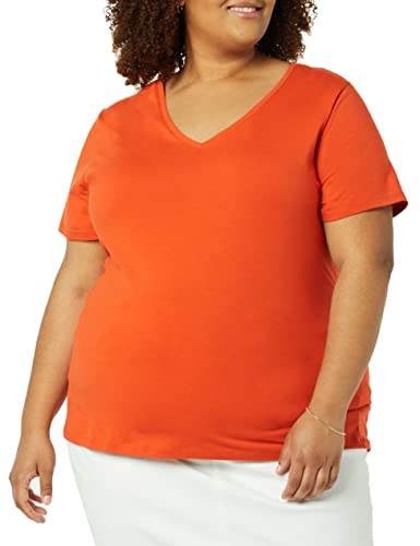 Image of Amazon Essentials Women's Plus Size Short-Sleeve V-Neck T-Shirt