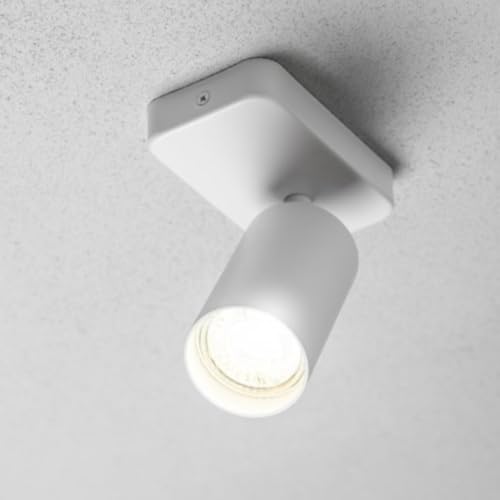 CGC Lighting White Round Circular Surface Mount Spotlight Adjustable Ceiling Downlight Spot Down Light Lounge Living Room Kitchen Bedroom (White, Single)