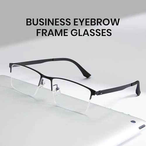 Image of Cyxus Titanium Frame Glasses for Men Semi Rim Eyewear Square Clear Lens Glasses Interchangable