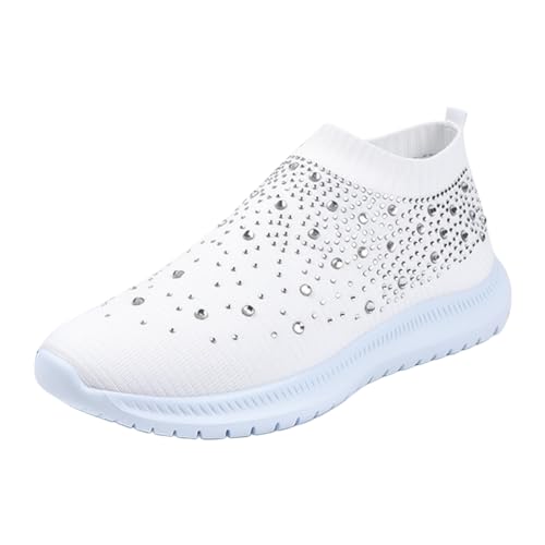 Baskets respirantes femme à strass et paillettes élégantes pour marche