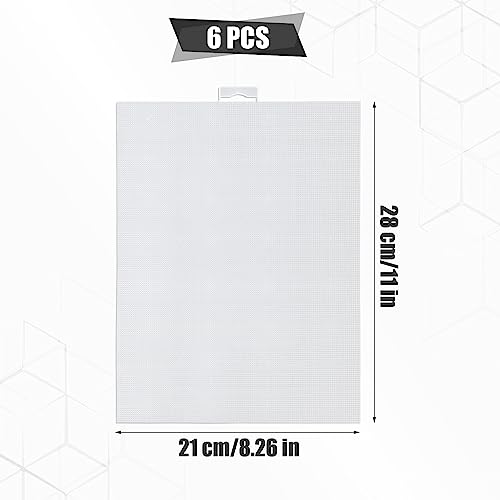 6pcs Plastic Mesh Canvas Sheets, 14 CT Clear for Embroidery Making, Cross Stitch Aida Screen for Crafts DIY Crochet Projects (11x8.2 inch)