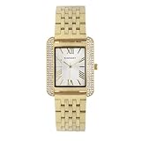 Radiant - Orologio analogico analogico da donna, cassa diritta n-s da 27,00 mm oro, quadrante argento/grigio, bracciale in acciaio dorato con chiusura deployant, batteria inclusa, impermeabile 3 ATM