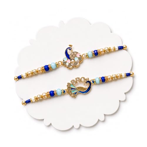 Image of TIED RIBBONS Rakhi for Brother - Set of 2 Rakhi with Tikka - Bracelet Rakhis for Brother Bhaiya Men Boys Kids Bhai - Rakshabandhan Rakhis Combo Set