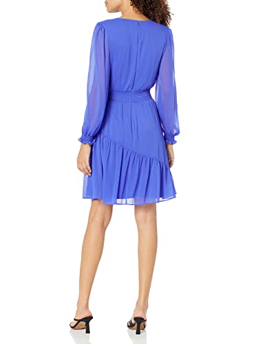 Image of DKNY Women's Long Sleeve Tiered Ruffle Smocked Waist Mini Dress