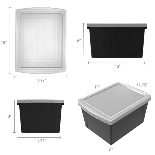 Image of Storex 4 Gallon (15L) Classroom Storage Bin, Black, With Lid