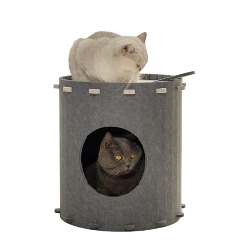 MSBC 猫爪とぎ フェルトハウス爪とぎ 猫犬用ハウス オールシーズン コカ缶タワー 組み立て式 かわいい 軽い 丈夫 収納便利 サイズ41×41×42cm 灰色コカ缶