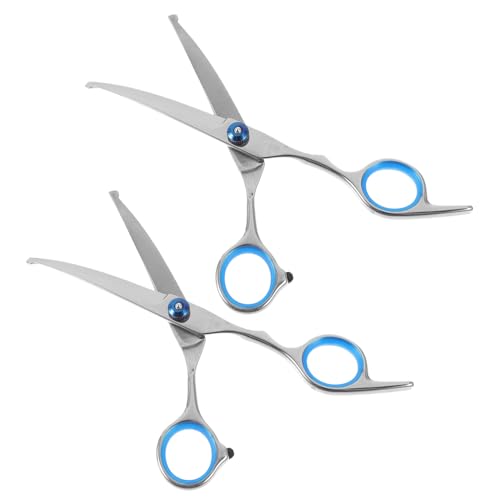 OSOLADY Pet Hair Trimmer Scissors 2 Pcs 4.5 Inches Curved Shears for Dogs Made of Stainless Steel Easy to Grip Handle