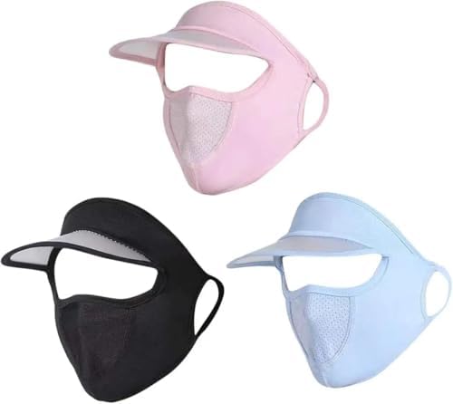 Women Full Face UV Protection Mask with Eye Cover & Sun Shade Hat | Breathable Ice Silk Face Cover with Ponytail Design | Lightweight Summer Mask for Cycling Outdoor Travel Sun Protection Multicolour-image-43