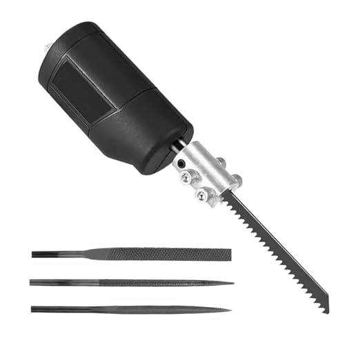 Electric Reciprocating File Converter, 6MM Screwdriver Conversion Head Set, Multifunctional Cutting and Grinding Tool, Includes Saw Blade & Files for Wood, Metal, PVC