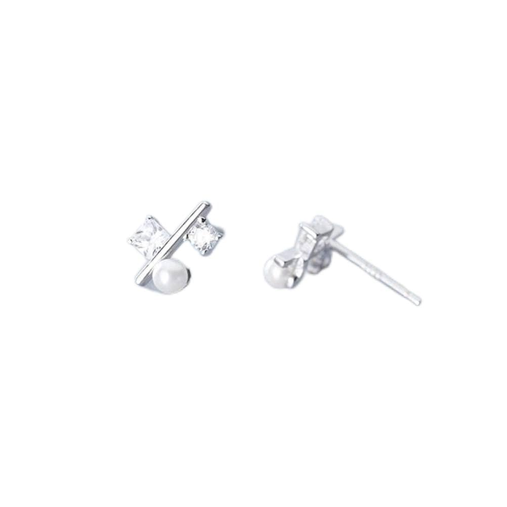 Pendientes de perlas con cuentas cuadradas de diamante para mujer 7