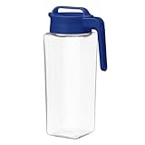 岩崎工業 ラストロウェア スクエア ピッチャー 冷水筒 耐熱 縦横置き 2.1L 日本製 麦茶ポット 冷茶 ボトル 冷水 お茶ポット 水出し 水出しコーヒー ウォーター ジャグ 横置き 広口 マリンブルー K-1298 MB