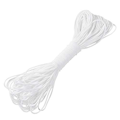 YoungRich 100 Metros Cuerda Elastica, Blanco Redondos Cintas Elásticas para Costura Y Manualidades DIY Cordon, Cordón goma para Elástico de Cuerda Tela para Coser Ropa(3mm)