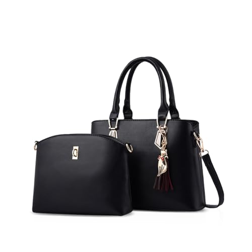 Sac à main sac à bandoulière 2pcs Nicole & Doris cabas fourre-tout noir