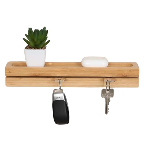 Terra Home Schlüsselbrett Bambus 29,5x6x4,5 cm Holz Schlüsselhalter...