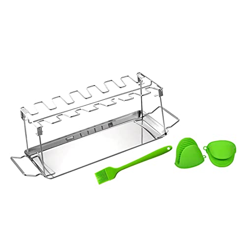 LOOM TREE® Chicken Leg Grill Rack Drip Pan for Grill Smoker Oven BBQ Accessory Pack A Outdoor Sports | Camping & Hiking | Camping Cooking Supplies | Camping Cookware