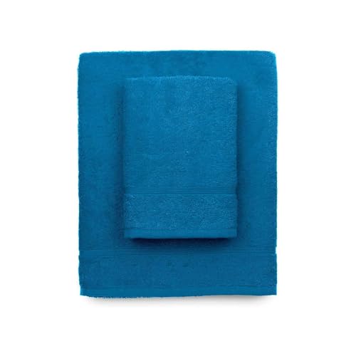 zer0bed, Serviettes de Bain Turquoise, 2 Serviettes de Bain, Serviette de Visage, Serviette de Bidet, Couleur Unie, Turquoise, 100% Coton, Lot de 2 pièces