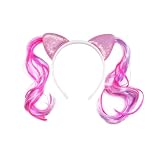 TSJ 1 PCS Cat Ears Headband with Ponytail Wigs Kitty Ponytail Hairbands Birthday Party Dress Up Costume Hair Accessories