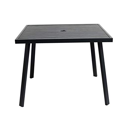 C-Hopetree CHTFSDT Outdoor Dining Table With Umbrella Hole For Outside Patio, Metal, Square thumb #4