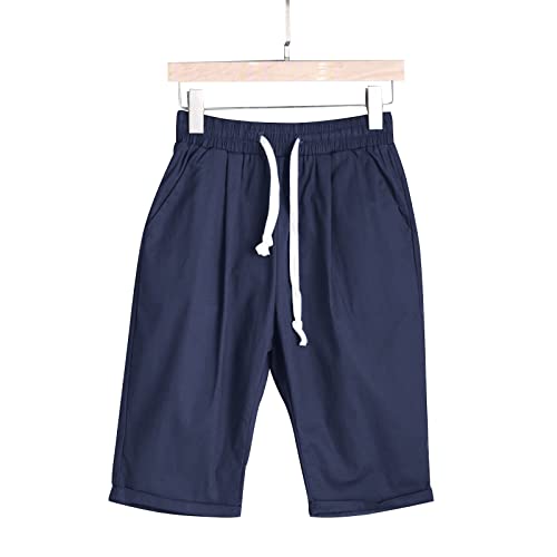 HUCHPI-Womens-Shorts-2023-Womens-Summer-Knee-Length-Casual-Cotton-Bermuda-Shorts-with-Drawstring-Jersey-Shorts-with-Pockets