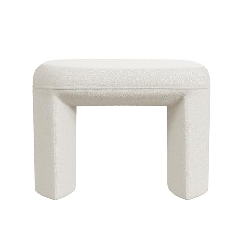 Image of HomePop 24 inch Quinn Modern Ottoman - Cream White Boucle
