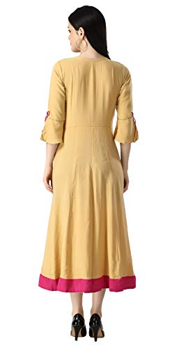 Image of OM SAI LATEST CREATION Women's Ruby Rayon Foil Printed Long Anarkali Kurti