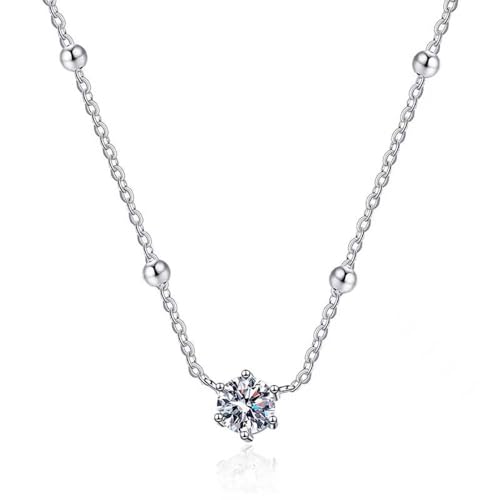 Collier en moissanite et argent sterling pour femme au design minimaliste