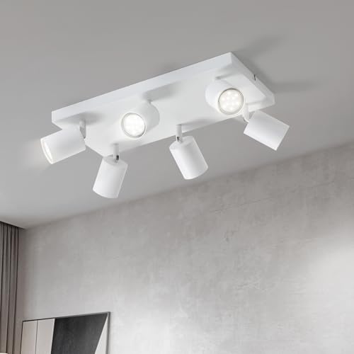 Lichtmaler Lampara Techo Salon Moderna - 6 Focos GU10 Led Interior Techo Lampara Orientables Blanca Cocina Salon Comedor Dormitorio, Bombilla NO Incluida, Cuadeada