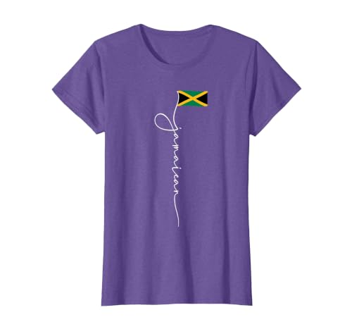 Jamaica Signature Jamaican Flag T-Shirt, Women, Purple Heather, X-Large