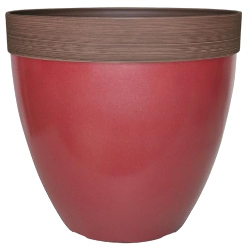Southern Patio 15" Hornsby Resin Planter with Drainage Hole and Plug, Red