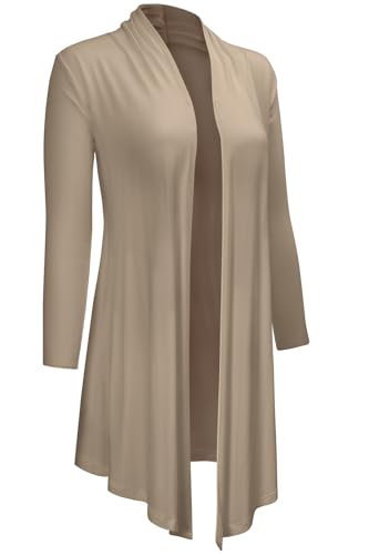 Image of Women's Draped Open Front Casual Long Sleeve Lightweight Office Work Cardigan Sweater