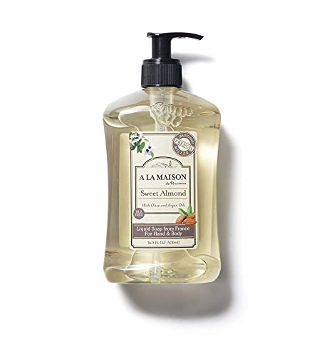 A LA MAISON Sweet Almond Liquid Hand Soap - Triple French Milled Natural Moisturizing Soap (16.9 oz Bottle)
