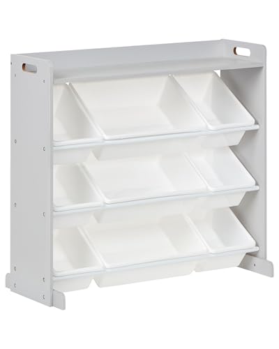 Estantería con 9 cajas de almacenaje cajones habitación infantil MDF plástico gris y blanco Collie