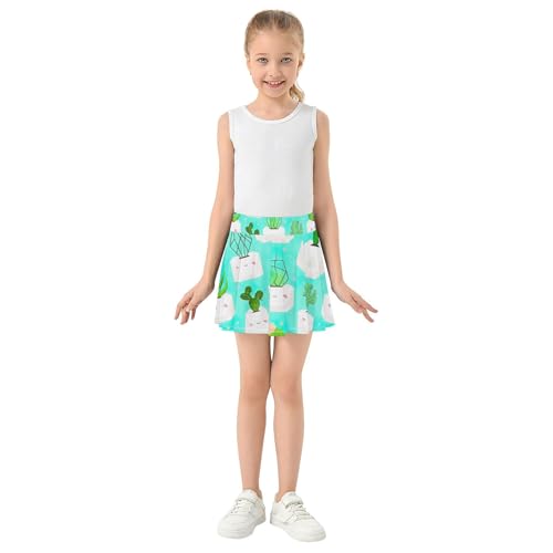 Joisal Cute Cacti Succulents White Geometric Pots Tennis Skirts Toddler Uniform Girls' Shorts Athletic Skorts Flowy Skirt 4t3