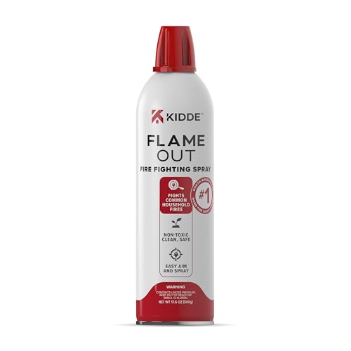 Kidde Flame Out fire fighting spray bottle, 17.6 oz, designed for home use, featuring non-toxic formula and easy spray mechanism, relevant for home safety and emergency preparedness.