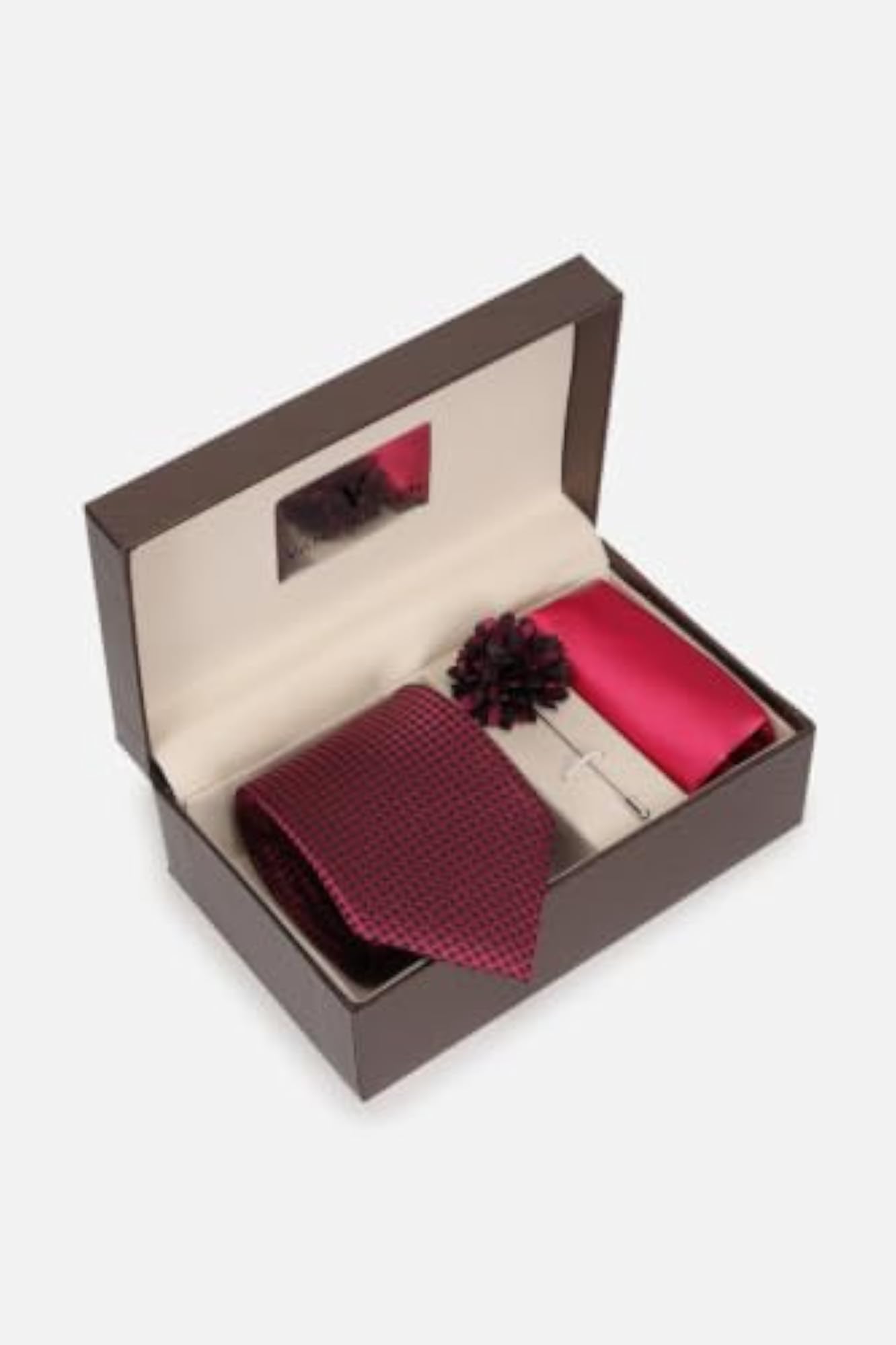 Men's Pink Party Tie with Pocket Square and Lapel Pin