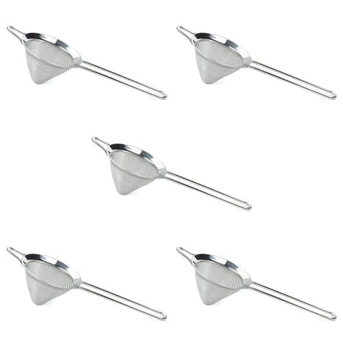 Bloepum 5X Cocktail Fine Strainer Stainless Steel Conical Mesh Strainer Professional Bar Tool