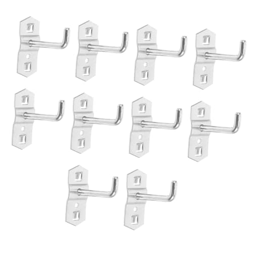 KONTONTY 10pcs Peg Board Hook Wall Hanging Kit Hook Lock Metal Pegboard Hooks Peg Board Accessories Tool Hooks for Garage Wall Hooks for Pegboard Heavy Duty Pegboard Hooks Steel Silver