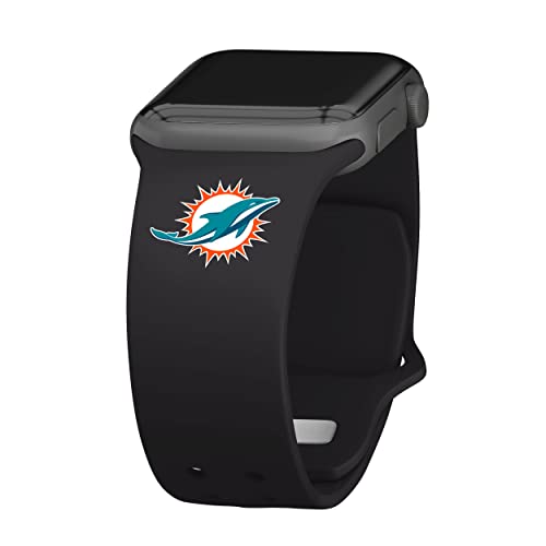 Game Time Miami Dolphins Silicone Watch Band Compatible with Apple Watch (38/40/41mm Black)