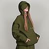 Ewleguzka Travel Hoodie with Eye Mask Built In,Comfrt Airplane Wearable Blanket Hoodie for Adults Men Women 4 Pockets Army Green #1