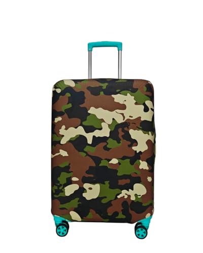 Image of Printed Polyester Suitcase Cover Stretchable Luggage Protector Trolley Bag Cover Travel Accessory (Fougi Brown-L)