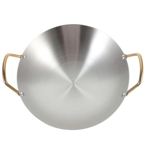 Wok pequeño de acero inoxidable con doble asa antiadherente miniatura 1