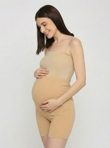 Image of Women's High Waist & Mid-Thigh Cotton Lycra Maternity Shorts|Pregnancy Panty|Maternity Panties Over The Belly for The Pre & Post Pregnancy