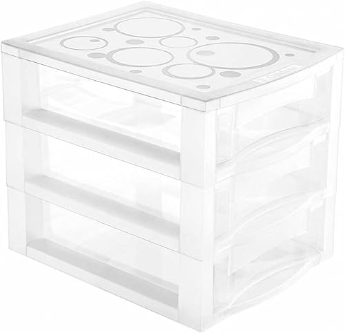 Ordene - Gaveteiro Plástico Pequeno com 3 Gavetas, Cor Cristal, Linha Bel, Ordene