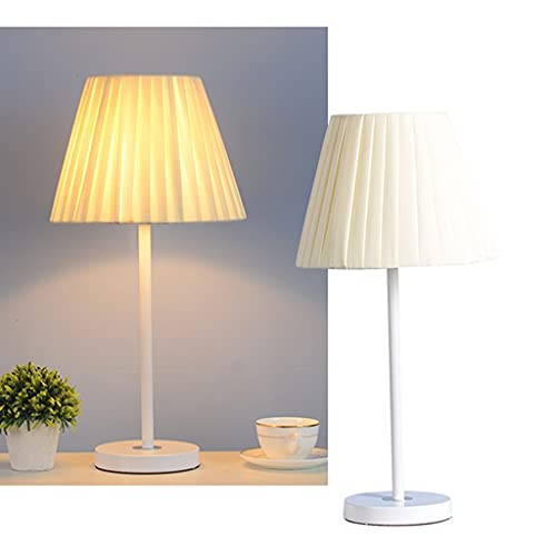 Lámpara de mesa con pantalla de tela y base de hierro miniatura 3