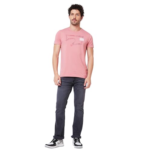 Image of Spykar Men's Slim Fit Round Neck Half Sleeve Solid Casual T-Shirt